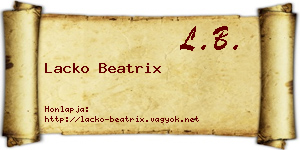 Lacko Beatrix névjegykártya
